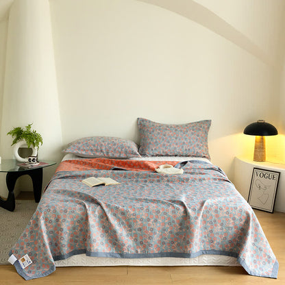 Elegante, weiche Gazedecke aus Baumwolle mit Blumenmuster