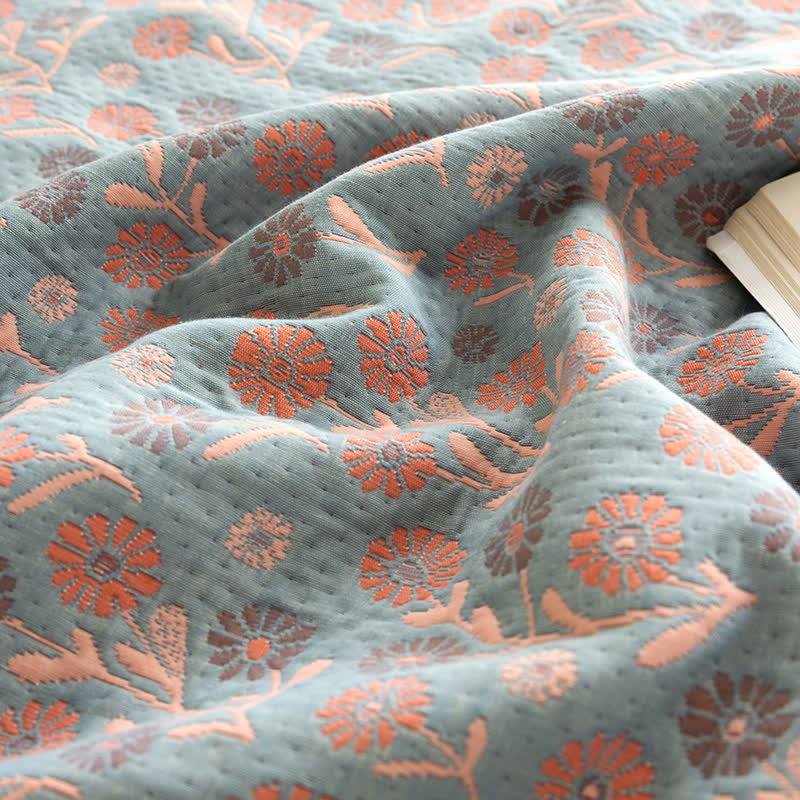 Elegante, weiche Gazedecke aus Baumwolle mit Blumenmuster