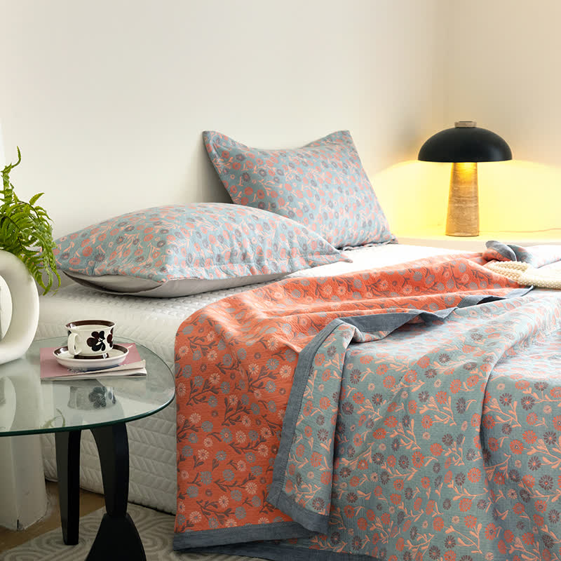 Elegante, weiche Gazedecke aus Baumwolle mit Blumenmuster
