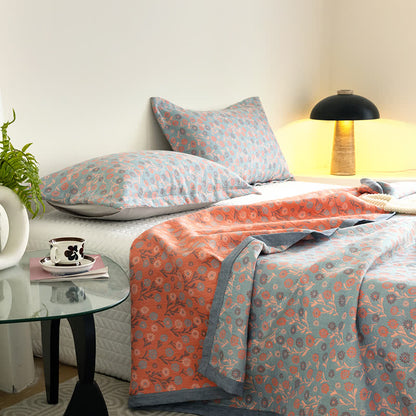 Elegante, weiche Gazedecke aus Baumwolle mit Blumenmuster