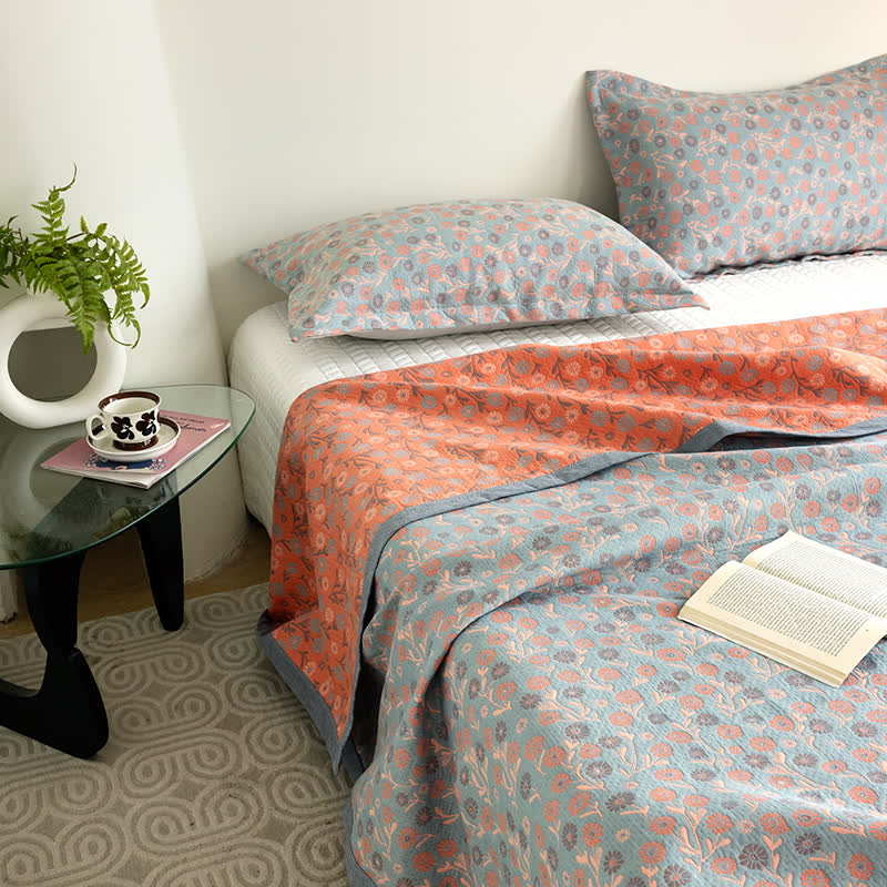 Elegante, weiche Gazedecke aus Baumwolle mit Blumenmuster