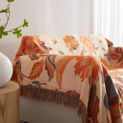 Steppdecke aus reiner Baumwolle mit Blumenmuster und Quasten