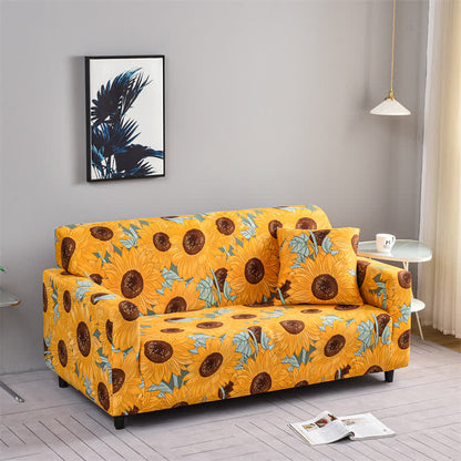 Elastischer, dehnbarer Couchbezug mit Sonnenblumenmotiv