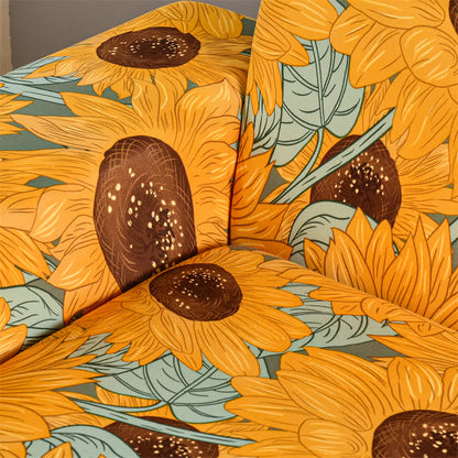 Elastischer, dehnbarer Couchbezug mit Sonnenblumenmotiv