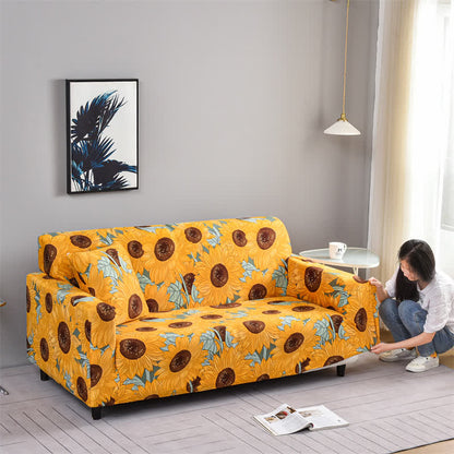 Elastischer, dehnbarer Couchbezug mit Sonnenblumenmotiv