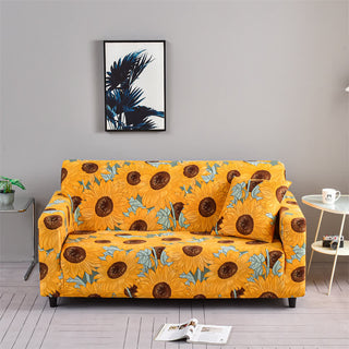 Elastischer, dehnbarer Couchbezug mit Sonnenblumenmotiv
