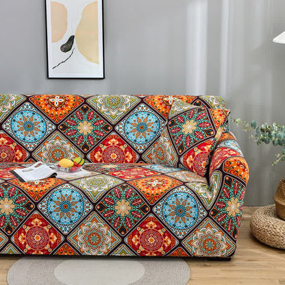 Elastischer Sofabezug mit Retro-Mandala-Blumen