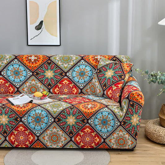 Elastischer Sofabezug mit Retro-Mandala-Blumen