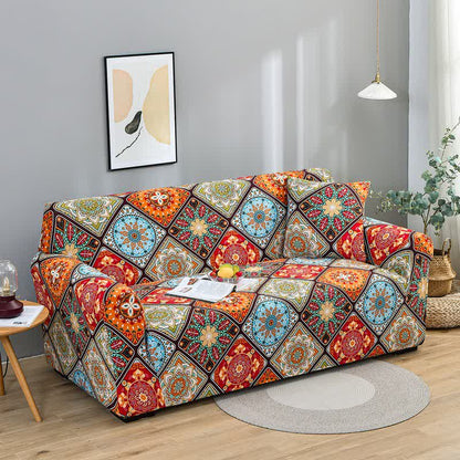 Elastischer Sofabezug mit Retro-Mandala-Blumen