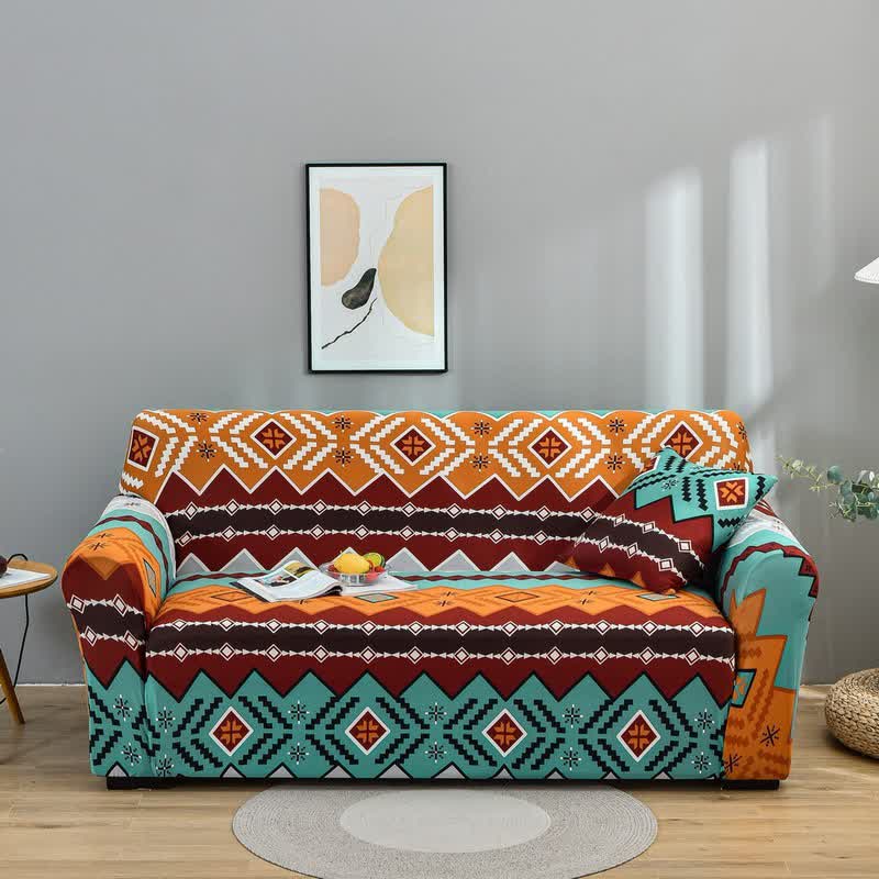 Elastischer, dehnbarer Sofabezug im Navajo-Stil