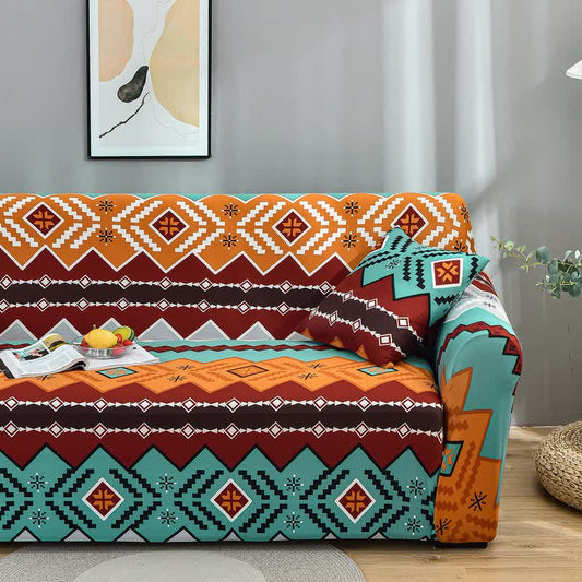 Elastischer, dehnbarer Sofabezug im Navajo-Stil