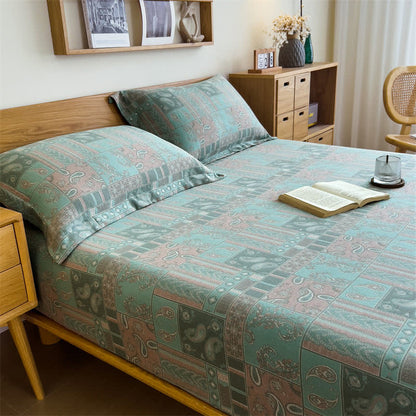 Spannbettlaken aus Baumwollgaze im Vintage-Paisley-Stil