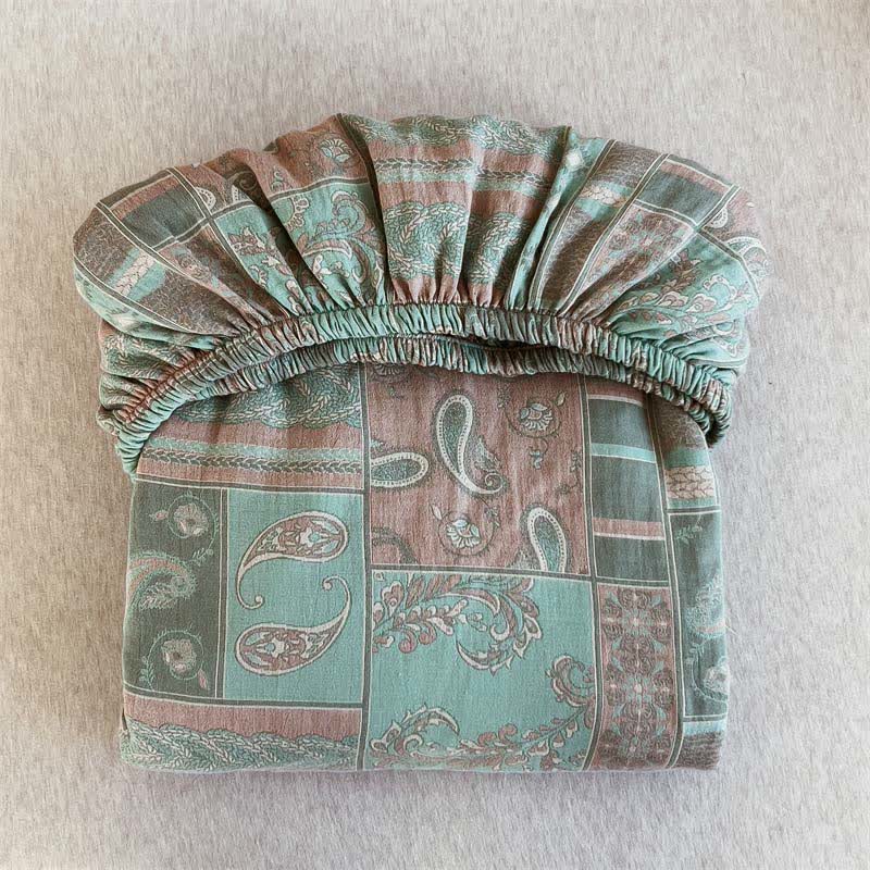 Spannbettlaken aus Baumwollgaze im Vintage-Paisley-Stil