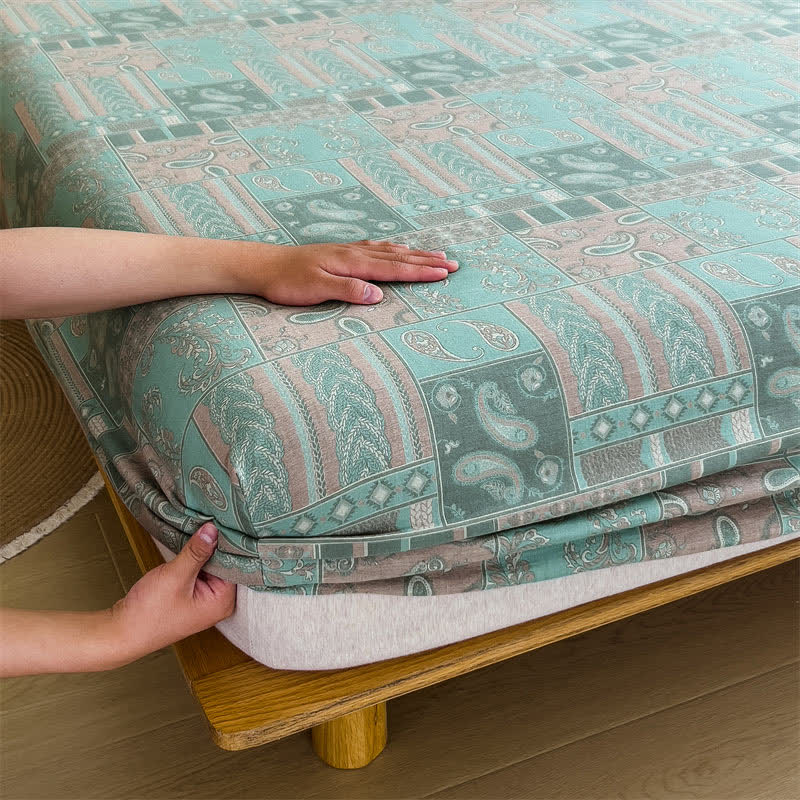 Spannbettlaken aus Baumwollgaze im Vintage-Paisley-Stil