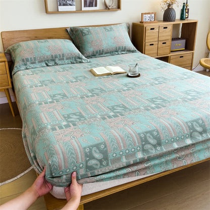 Spannbettlaken aus Baumwollgaze im Vintage-Paisley-Stil