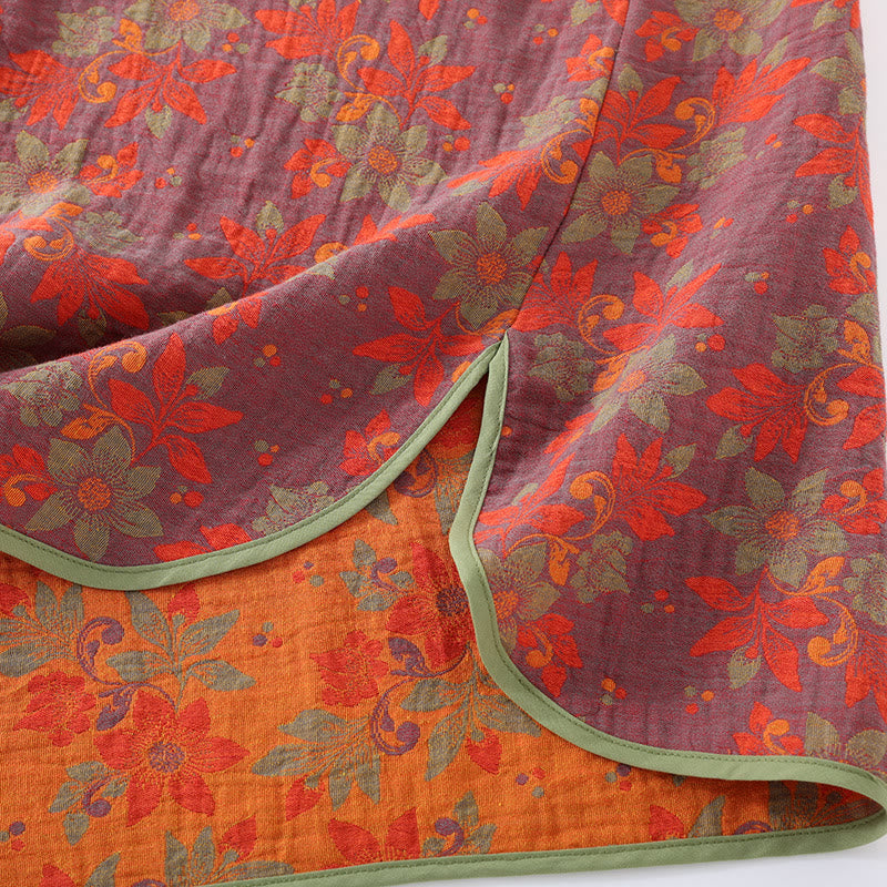Pyjama-Set aus Baumwollgaze mit Blumenmuster und Froschverschluss