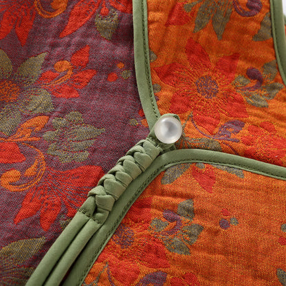 Pyjama-Set aus Baumwollgaze mit Blumenmuster und Froschverschluss