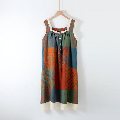 Gepolstertes Camisole-Nachthemd aus reiner Baumwolle