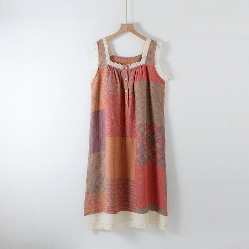 Gepolstertes Camisole-Nachthemd aus reiner Baumwolle
