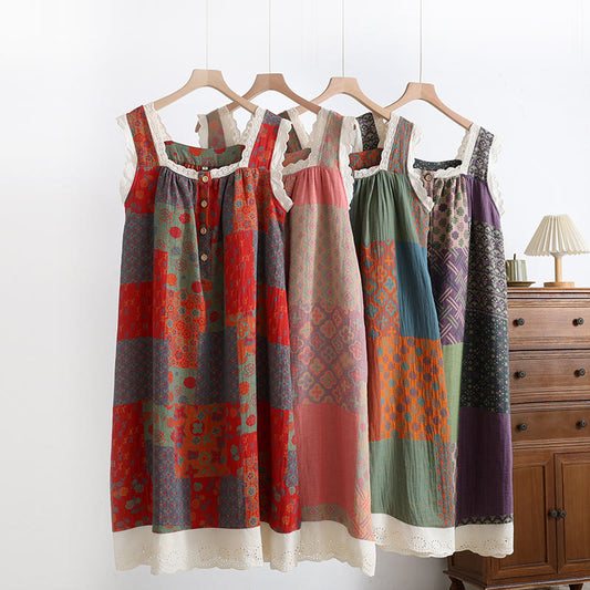Gepolstertes Camisole-Nachthemd aus reiner Baumwolle