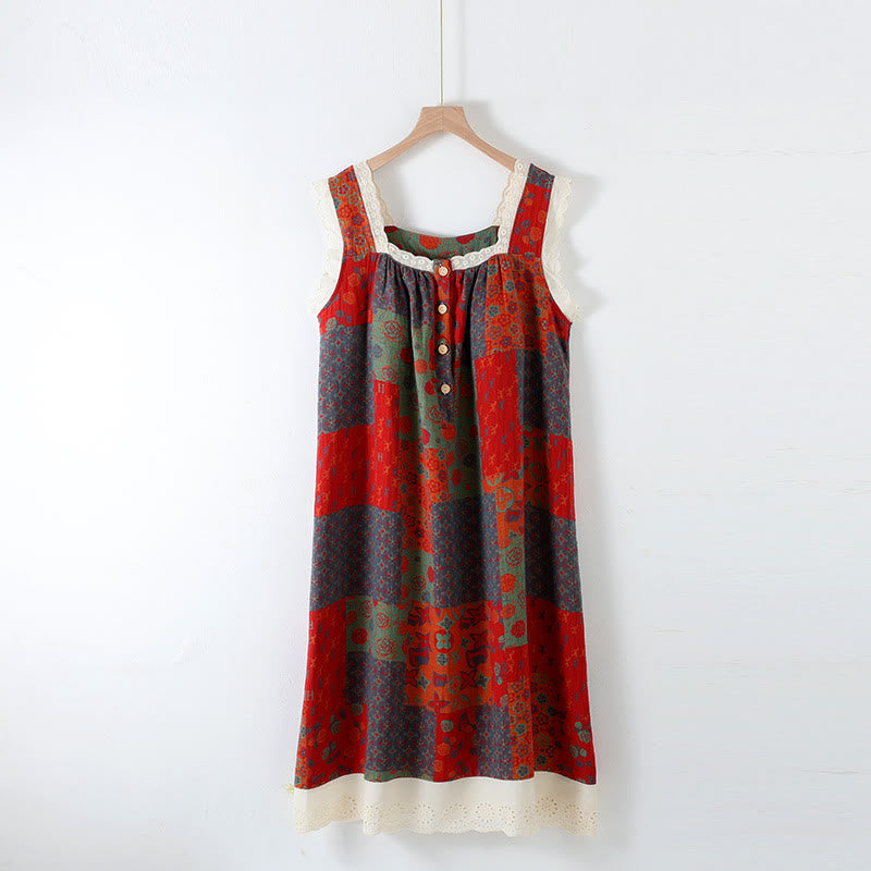 Gepolstertes Camisole-Nachthemd aus reiner Baumwolle