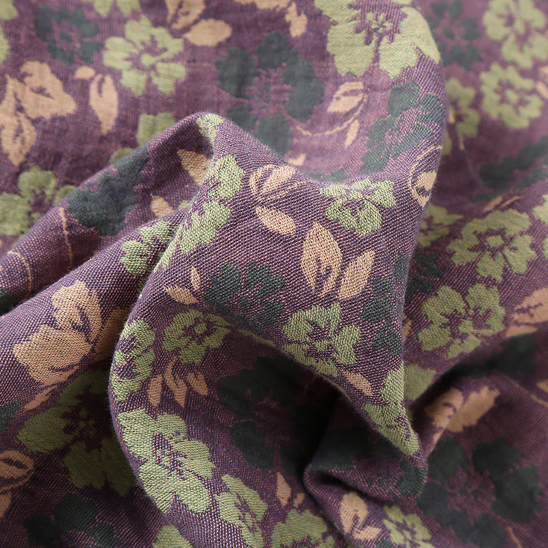 Loungewear-Set aus Baumwollgaze mit Blumenmuster und Froschverschluss