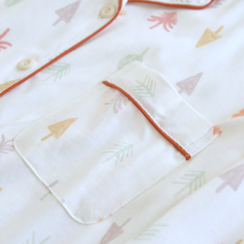 Loungewear-Set aus reiner Baumwolle mit Weihnachtsbaummotiv