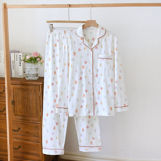 Loungewear-Set aus reiner Baumwolle mit Weihnachtsbaummotiv