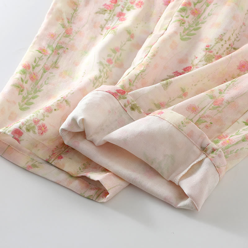 Gepolstertes Nachtwäscheset aus Bambusfaser mit Blumenmuster