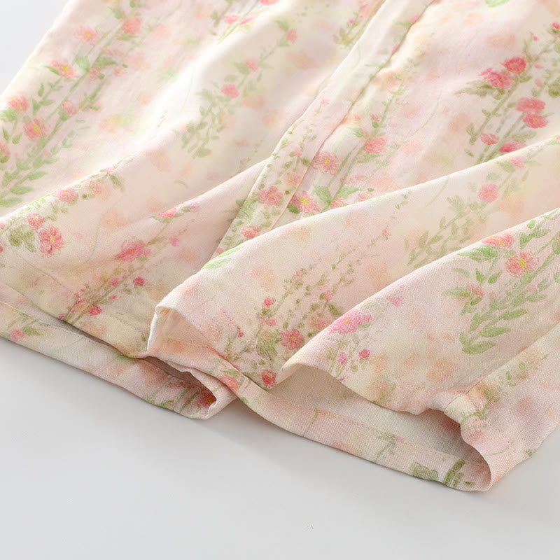 Gepolstertes Nachtwäscheset aus Bambusfaser mit Blumenmuster