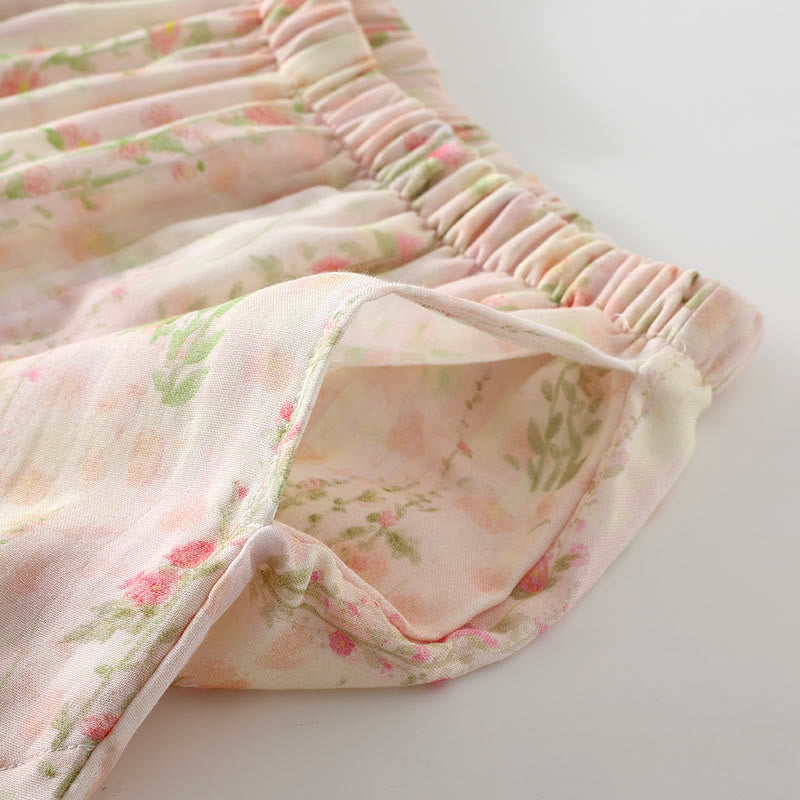 Gepolstertes Nachtwäscheset aus Bambusfaser mit Blumenmuster