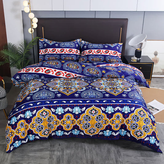 Bettwäscheset mit gebürstetem Bohemian-Print (3-teilig)