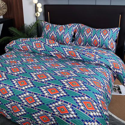 Geometrisches Bohemian-Bettwäscheset mit gebürstetem Muster (3-teilig)