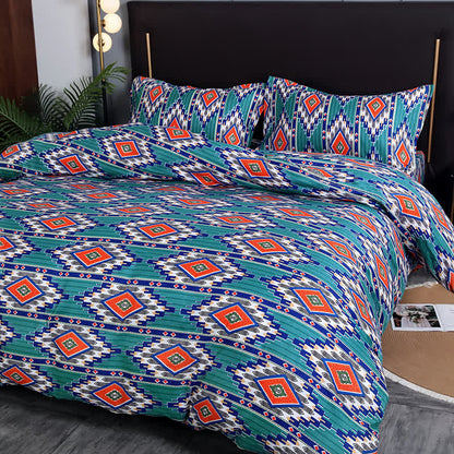 Geometrisches Bohemian-Bettwäscheset mit gebürstetem Muster (3-teilig)