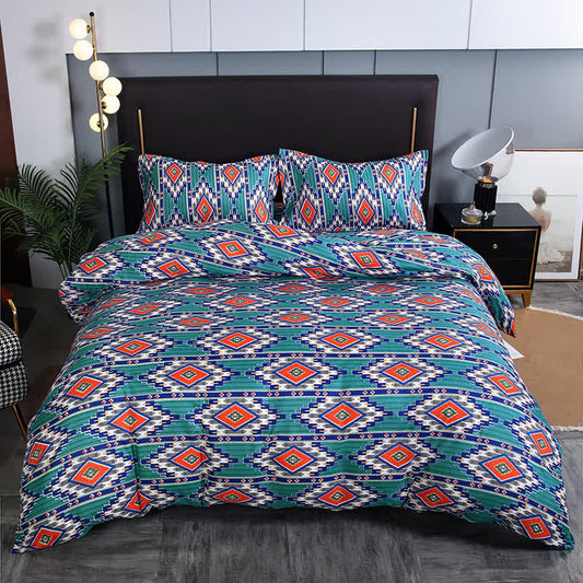Geometrisches Bohemian-Bettwäscheset mit gebürstetem Muster (3-teilig)