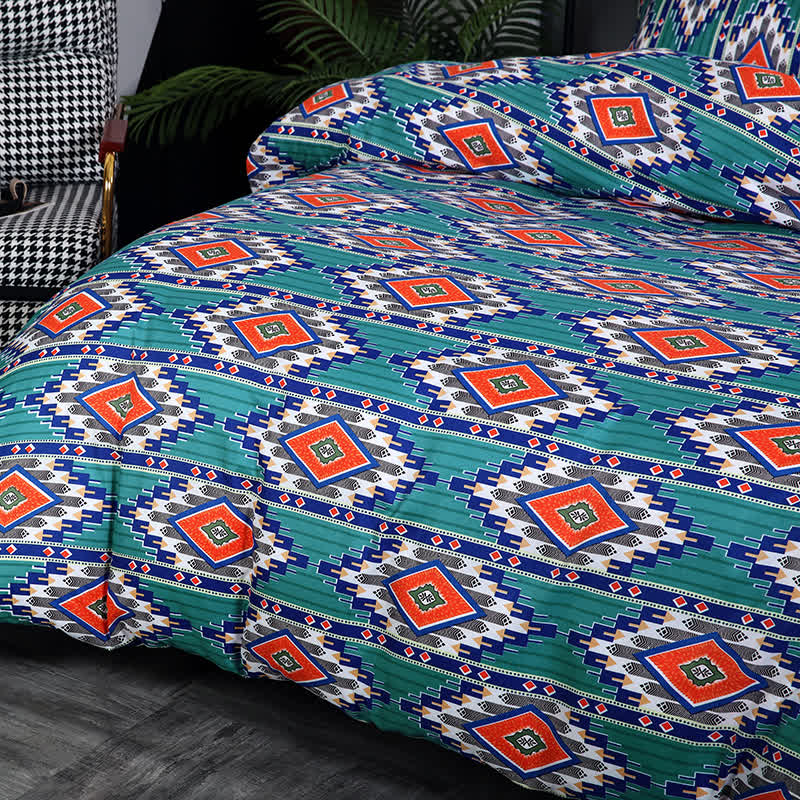 Geometrisches Bohemian-Bettwäscheset mit gebürstetem Muster (3-teilig)