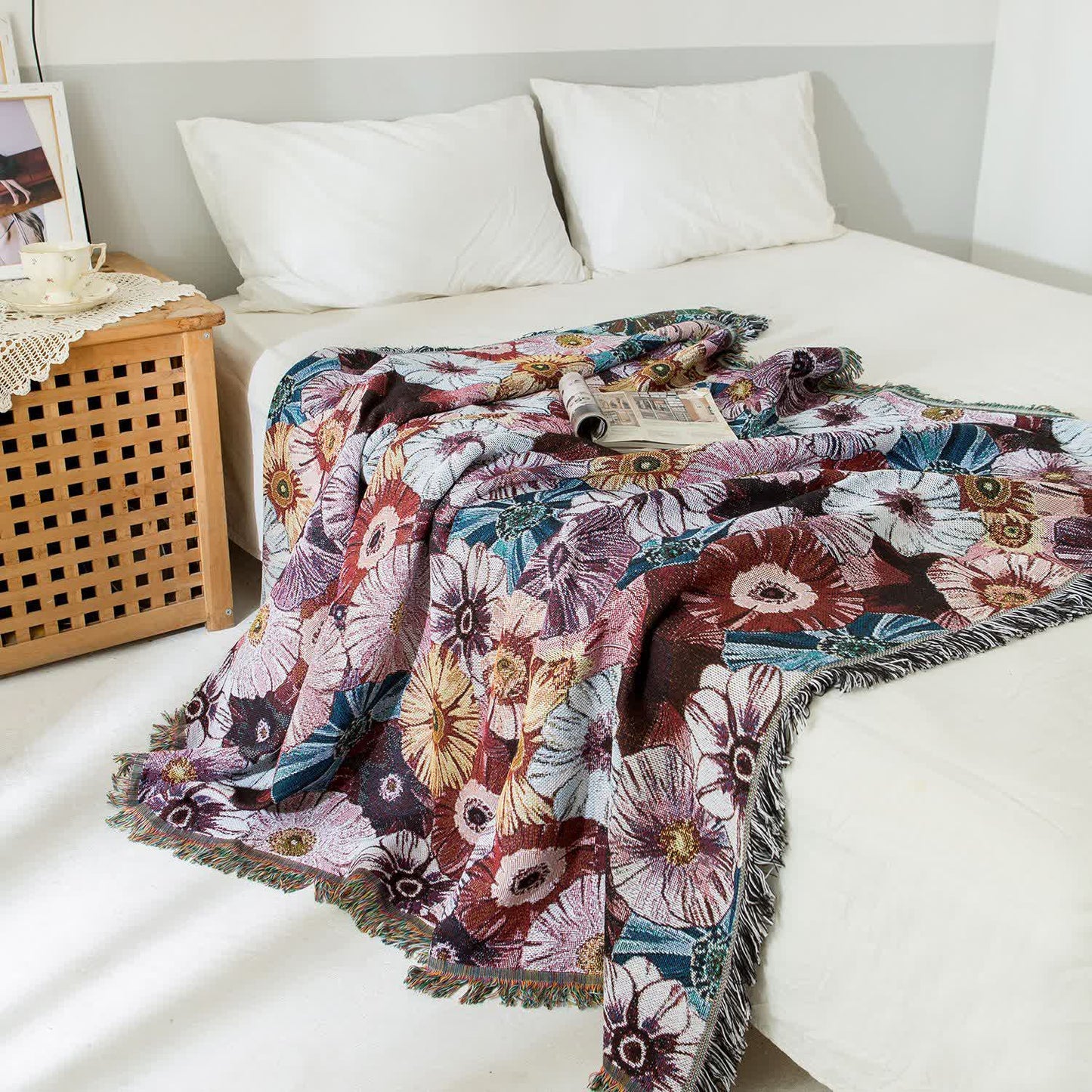 Retro Morning Glory Quaste Decke Wandteppich