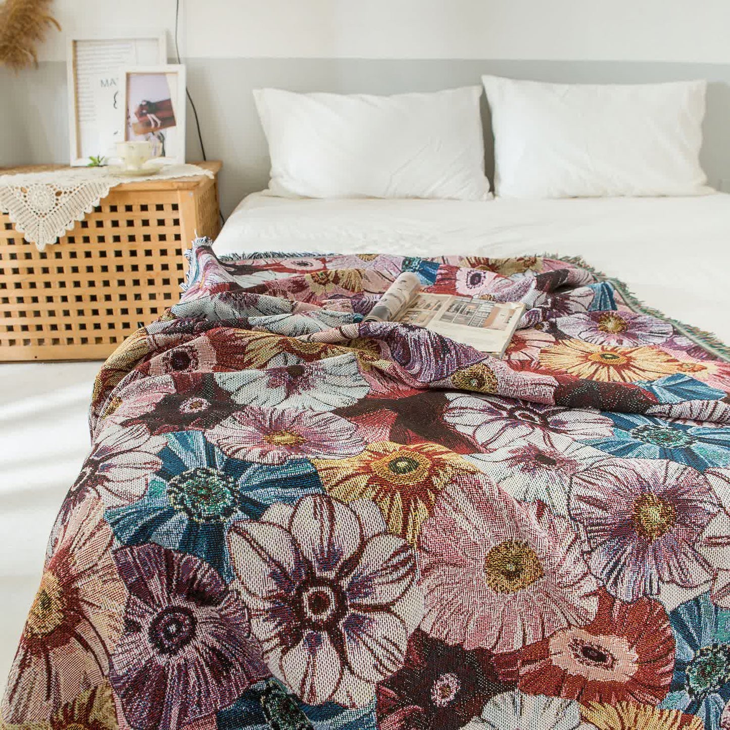 Retro Morning Glory Quaste Decke Wandteppich