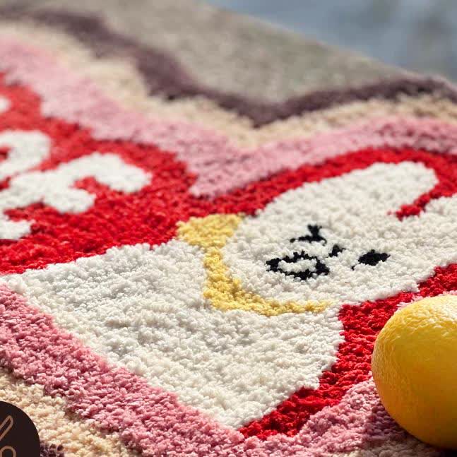 I' M FINE Getufteter Teppich mit Cartoon-Kaninchen