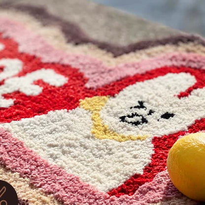 I' M FINE Getufteter Teppich mit Cartoon-Kaninchen