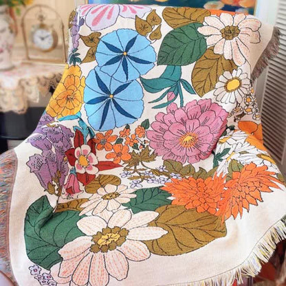 Bunte blühende Blumen Gobelin Decke