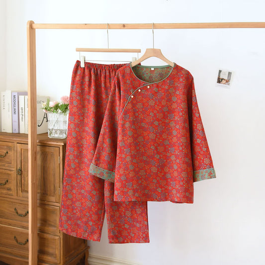 Pyjama-Set aus Baumwollgaze mit neun Ärmeln