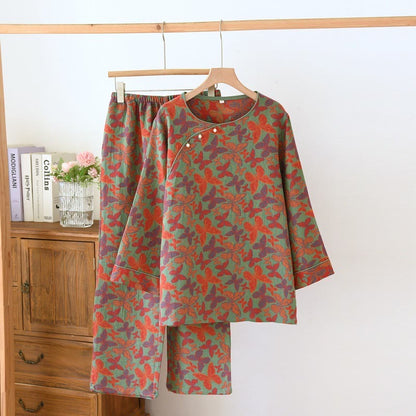 Pyjama-Set aus Baumwollgaze mit Jacquard-Schmetterling
