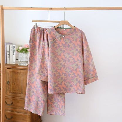 Pyjama-Set aus Baumwollgaze mit Jacquard-Schmetterling