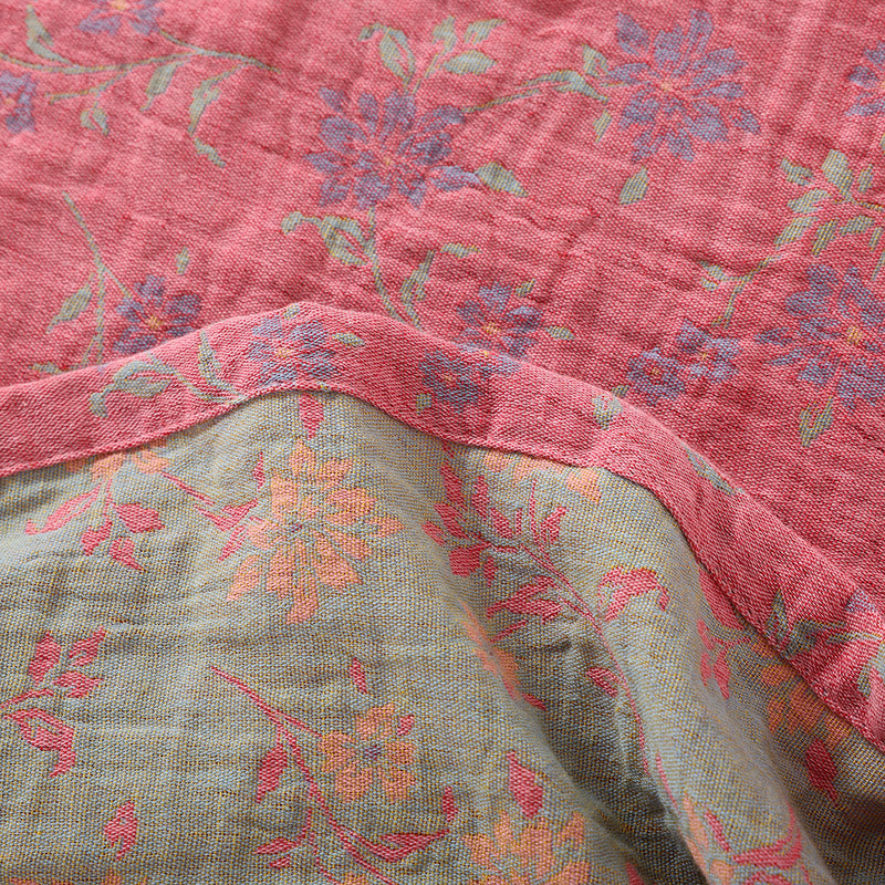 Pyjama-Set aus Baumwollgaze mit Blumenmuster und Froschverschluss