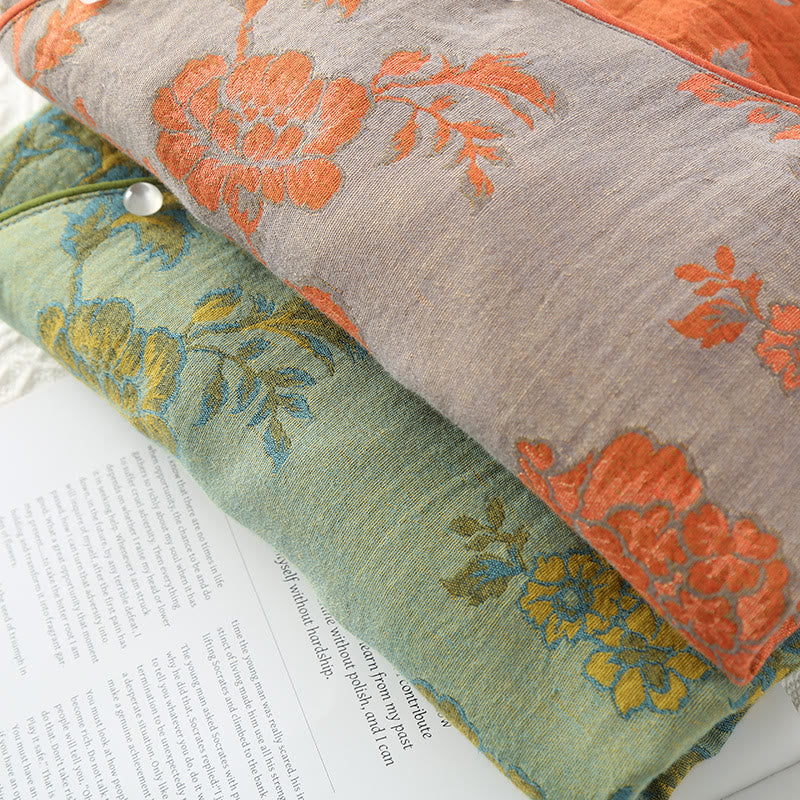 Nachtwäsche-Set mit Rundhalsausschnitt und Blumenmuster aus Baumwollgaze