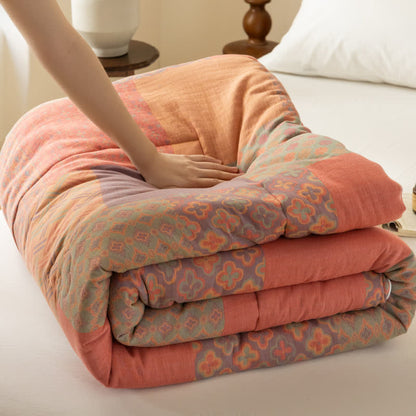 Weiche Steppdecke aus Jacquard-Baumwollgaze im Retro-Stil