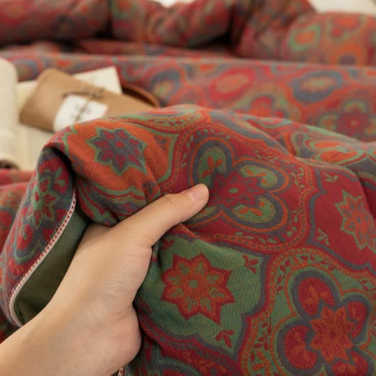 Weiche Steppdecke aus Vintage-Jacquard-Baumwollgaze