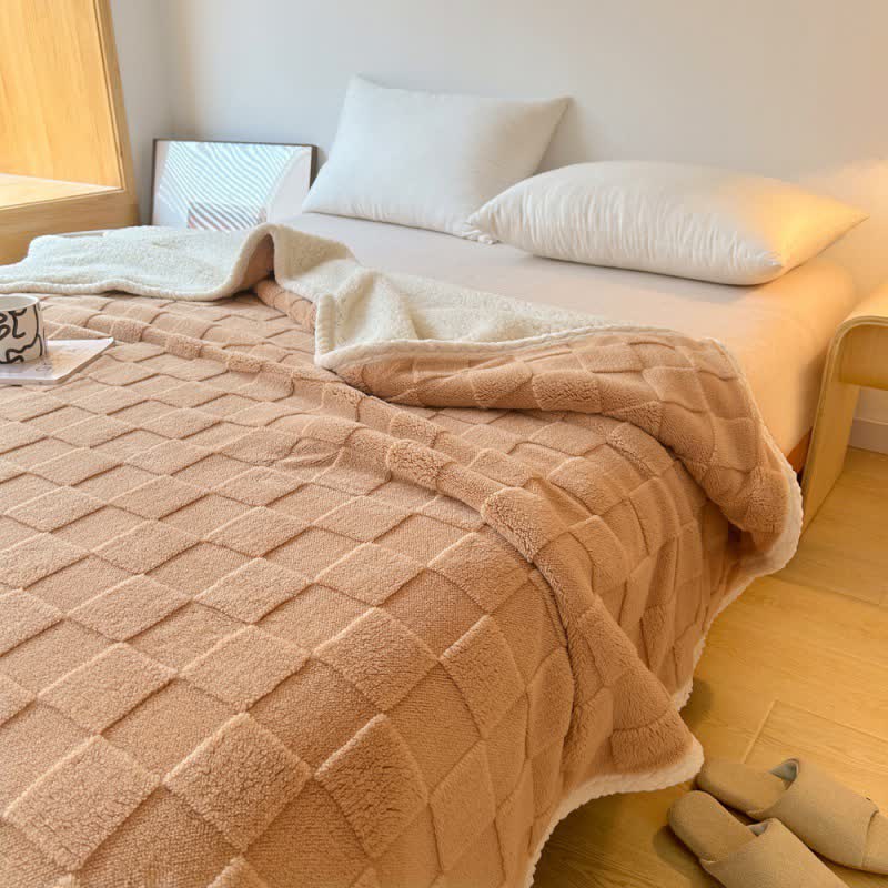 Weiche Sherpa-Decke mit Schachbrettstruktur