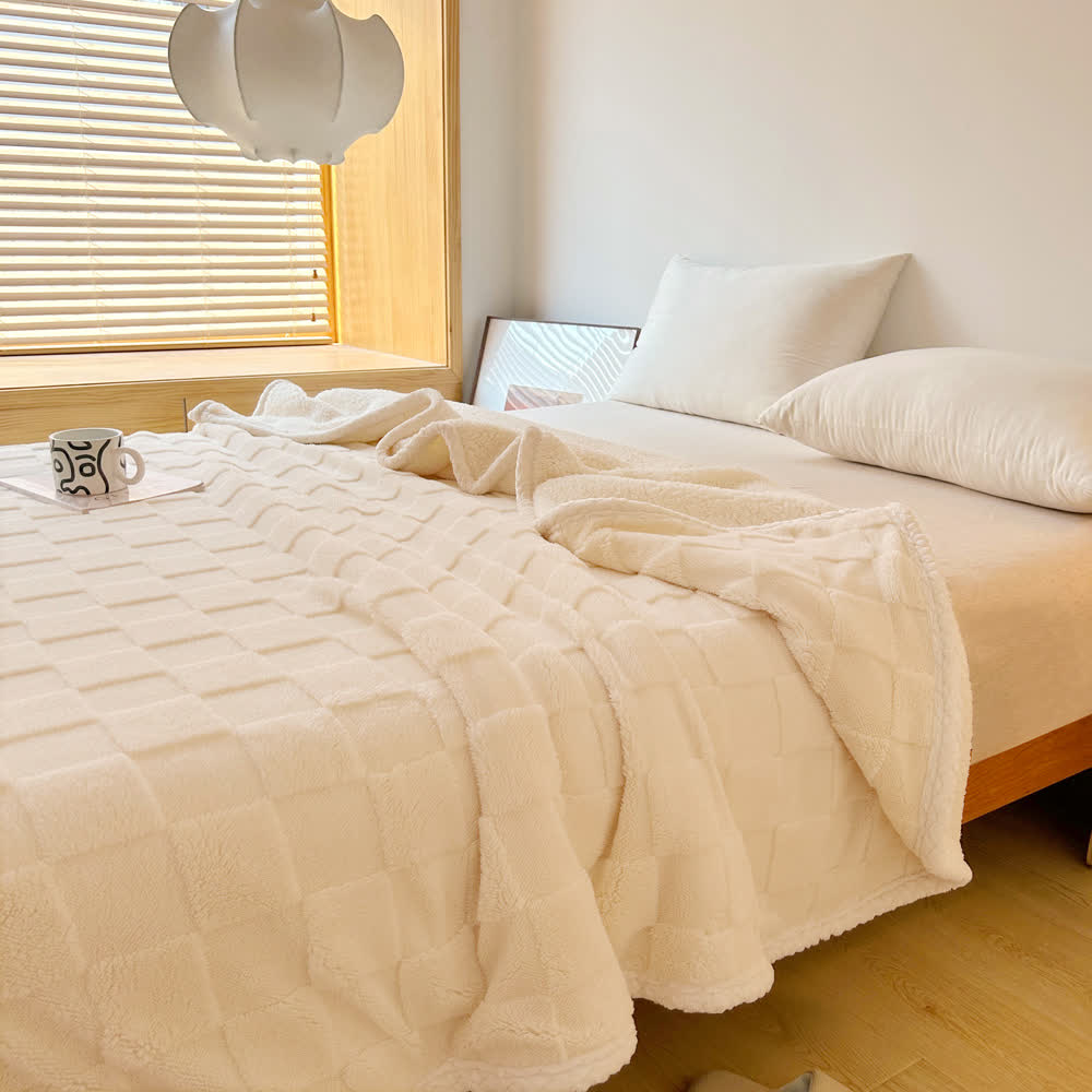 Weiche Sherpa-Decke mit Schachbrettstruktur